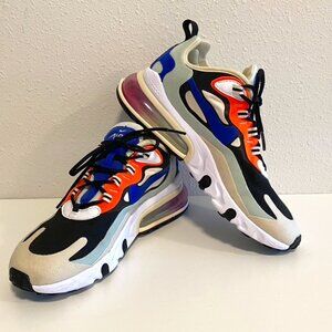 NIKE Air Max 270 React Sneakers In Fossil Hyper Blue Black  Size 7